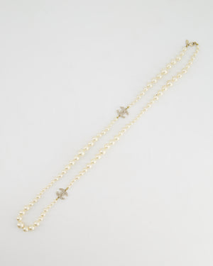 Chanel Gold CC Necklace with White Pearls