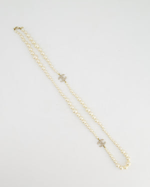 Chanel Gold CC Necklace with White Pearls