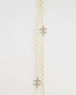 Chanel Gold CC Necklace with White Pearls