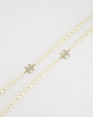 Chanel Gold CC Necklace with White Pearls