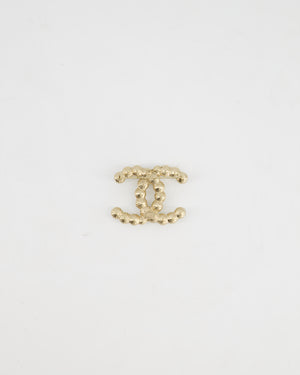 Chanel Champagne Gold Large CC Logo Pearl Brooch