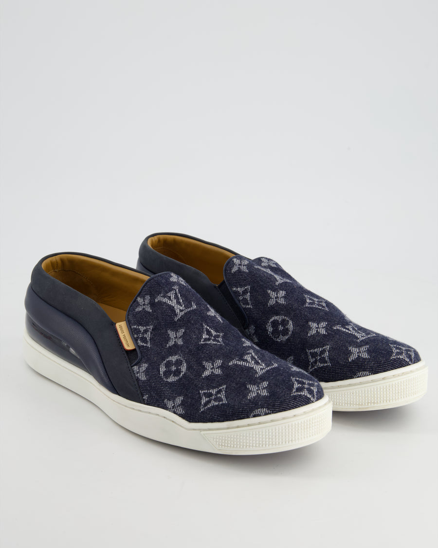 Louis Vuitton Blue Denim Monogram Slip On Trainers with Logo Detail EU 41