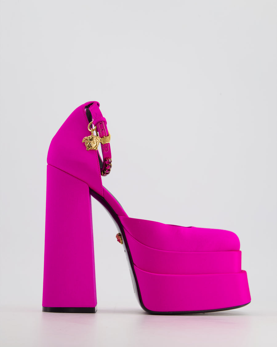 Versace Hot Pink Satin Medusa Aevitas Platform Pumps Size EU 37 RRP £965