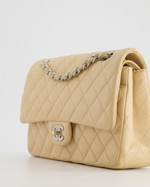 *FIRE PRICE* Chanel Beige Medium Double Flap Bag in Lambskin Leather with Silver Hardware