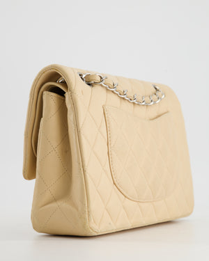 *FIRE PRICE* Chanel Beige Medium Double Flap Bag in Lambskin Leather with Silver Hardware