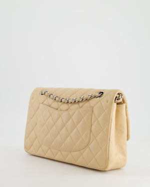 *FIRE PRICE* Chanel Beige Medium Double Flap Bag in Lambskin Leather with Silver Hardware