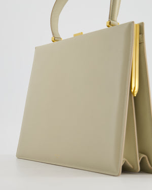 Celine Light Grey Large Clasp Bag in Box Calfskin with Brushed Gold Hardware