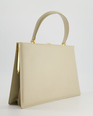 Celine Light Grey Large Clasp Bag in Box Calfskin with Brushed Gold Hardware