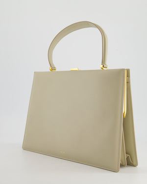 Celine Light Grey Large Clasp Bag in Box Calfskin with Brushed Gold Hardware