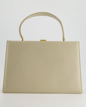 Celine Light Grey Large Clasp Bag in Box Calfskin with Brushed Gold Hardware