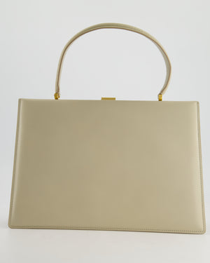 Celine Light Grey Large Clasp Bag in Box Calfskin with Brushed Gold Hardware