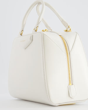 Givenchy White Mini Antigona Cube Bag with Gold Hardware