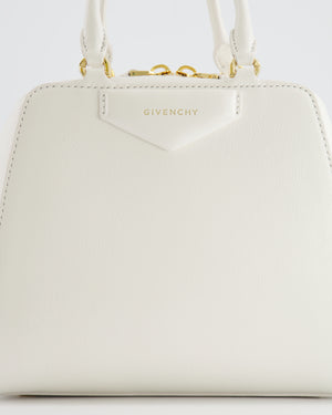 Givenchy White Mini Antigona Cube Bag with Gold Hardware