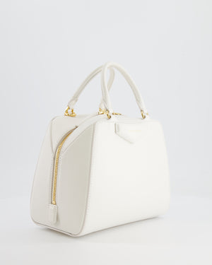 Givenchy White Mini Antigona Cube Bag with Gold Hardware