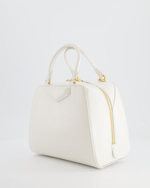 Givenchy White Mini Antigona Cube Bag with Gold Hardware