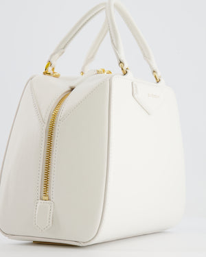 Givenchy White Mini Antigona Cube Bag with Gold Hardware