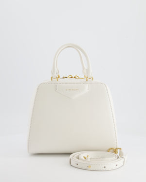 Givenchy White Mini Antigona Cube Bag with Gold Hardware