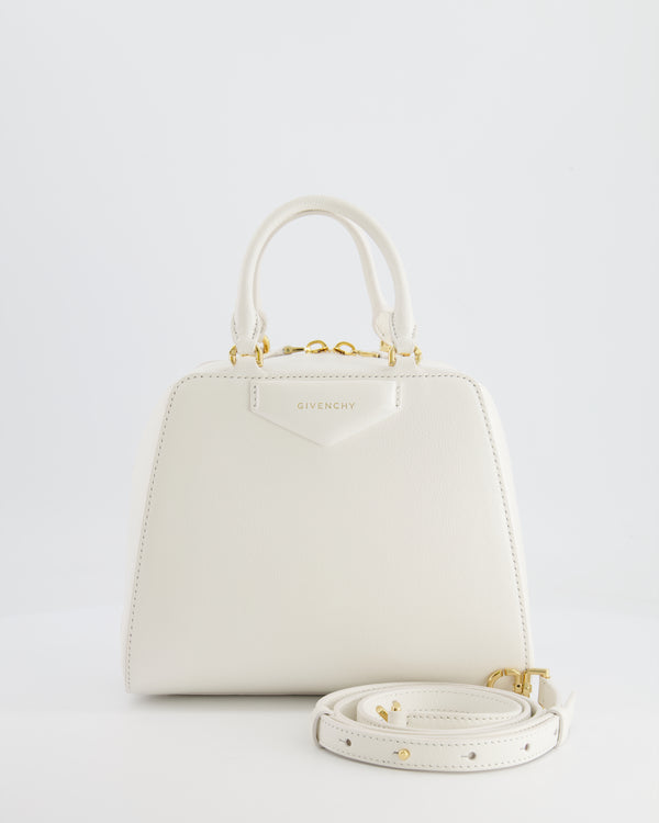 Givenchy White Mini Antigona Cube Bag with Gold Hardware