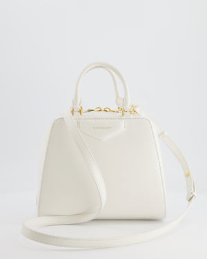 Givenchy White Mini Antigona Cube Bag with Gold Hardware