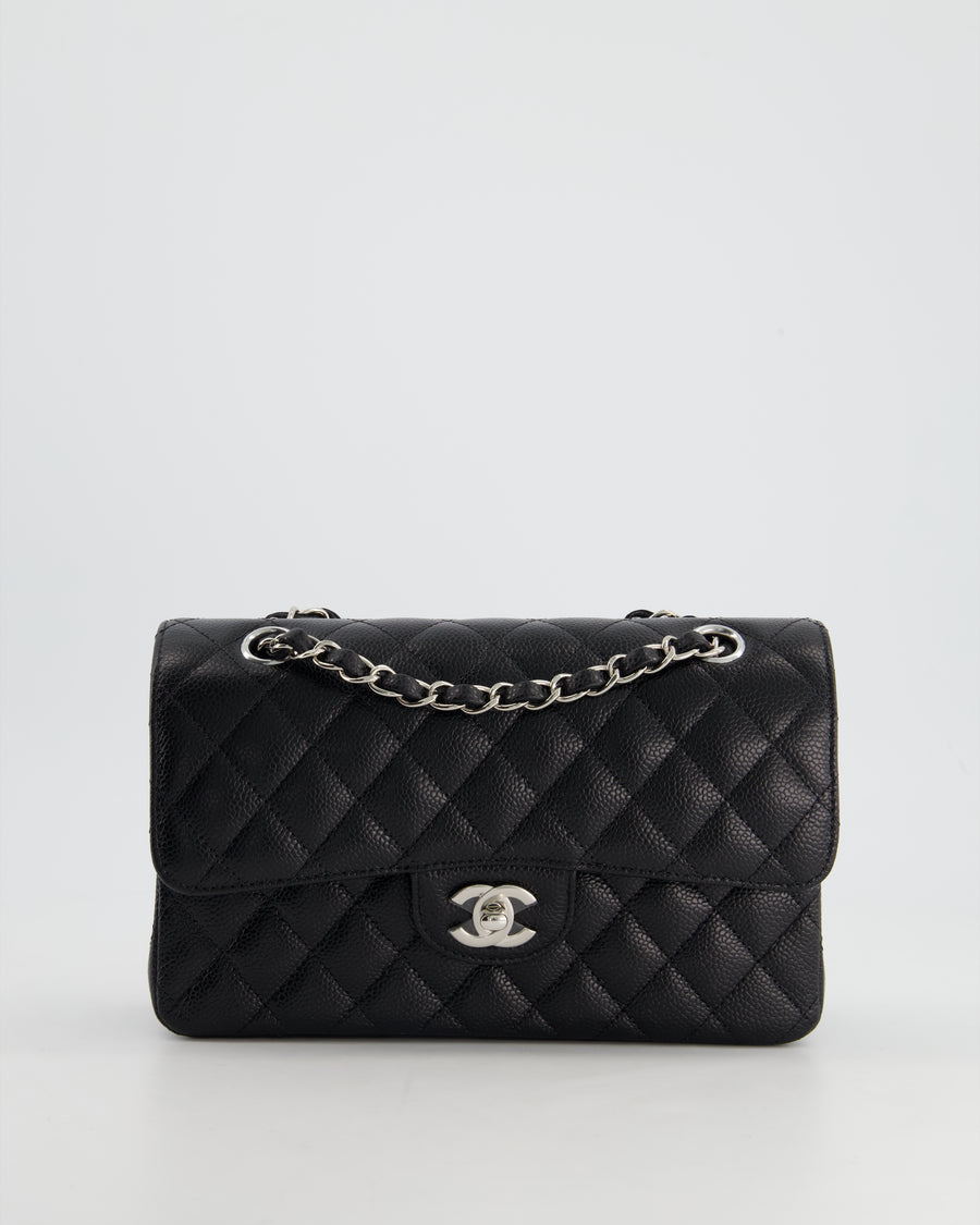 *HOT* Chanel Black Small Classic Double Flap Bag in Caviar Leather with Silver Hardware RRP £8,180