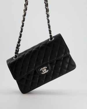 *HOT* Chanel Black Small Classic Double Flap Bag in Caviar Leather with Silver Hardware RRP £8,180