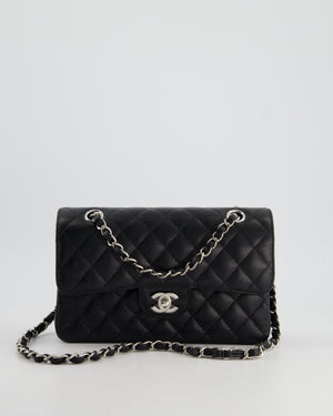 *HOT* Chanel Black Small Classic Double Flap Bag in Caviar Leather with Silver Hardware RRP £8,180