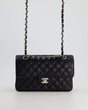 *HOT* Chanel Black Small Classic Double Flap Bag in Caviar Leather with Silver Hardware RRP £8,180