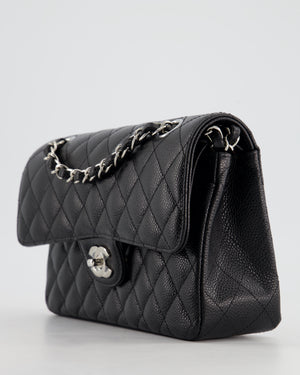 *HOT* Chanel Black Small Classic Double Flap Bag in Caviar Leather with Silver Hardware RRP £8,180