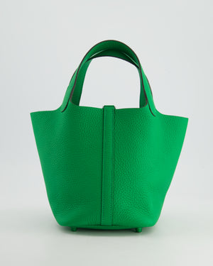 *ULTRA RARE* Hermès Picotin 18cm in Bamboo Clemence Leather and Metallic Green Hardware