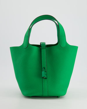 *ULTRA RARE* Hermès Picotin 18cm in Bamboo Clemence Leather and Metallic Green Hardware