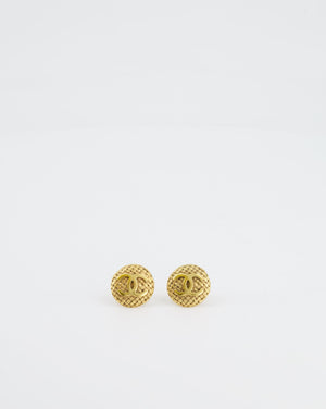 Chanel Vintage Yellow Gold CC Logo Braided Round Clip-On Earrings