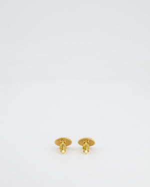 Chanel Vintage Yellow Gold CC Logo Braided Round Clip-On Earrings