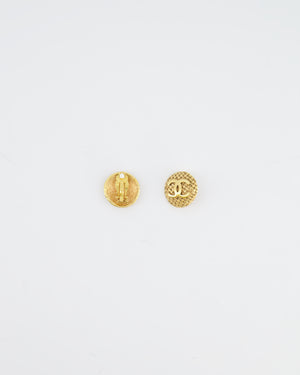 Chanel Vintage Yellow Gold CC Logo Braided Round Clip-On Earrings