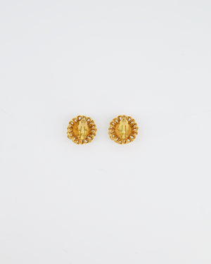 Chanel Vintage Yellow Gold Chain and Textured Pearl Clip-On Earrings