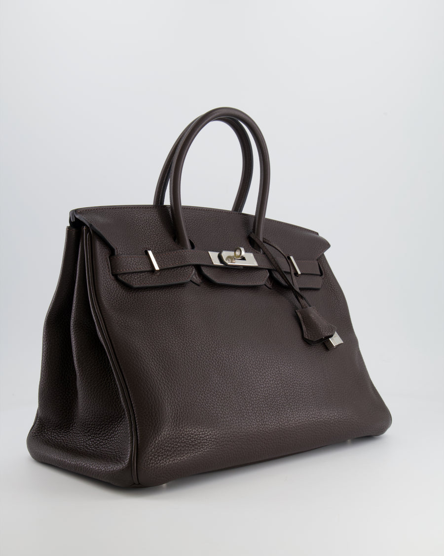 Hermès Birkin 35cm Bag in Chocolate Brown Togo Leather with Palladium Hardware