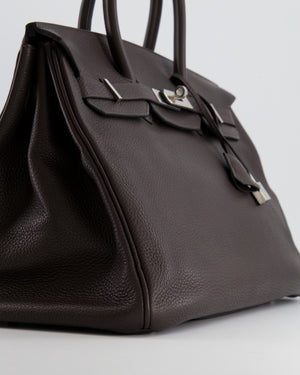 Hermès Birkin 35cm Bag in Chocolate Brown Togo Leather with Palladium Hardware