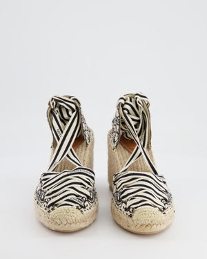 Zimmermann Black and Cream Wedge Espadrilles Size EU 38 RRP £425