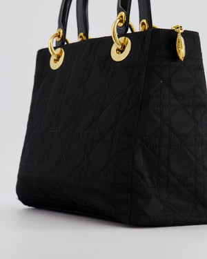 *FIRE PRICE* Christian Dior Black Medium Lady Dior Bag in Canvas with Gold Hardware RRP £5,300