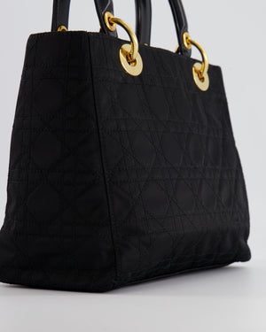 *FIRE PRICE* Christian Dior Black Medium Lady Dior Bag in Canvas with Gold Hardware RRP £5,300