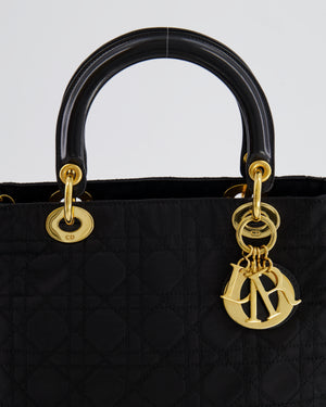 *FIRE PRICE* Christian Dior Black Medium Lady Dior Bag in Canvas with Gold Hardware RRP £5,300