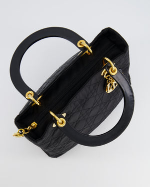 *FIRE PRICE* Christian Dior Black Medium Lady Dior Bag in Canvas with Gold Hardware RRP £5,300