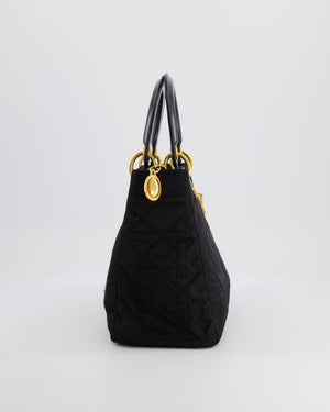 *FIRE PRICE* Christian Dior Black Medium Lady Dior Bag in Canvas with Gold Hardware RRP £5,300