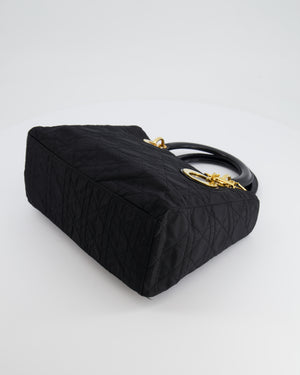 *FIRE PRICE* Christian Dior Black Medium Lady Dior Bag in Canvas with Gold Hardware RRP £5,300