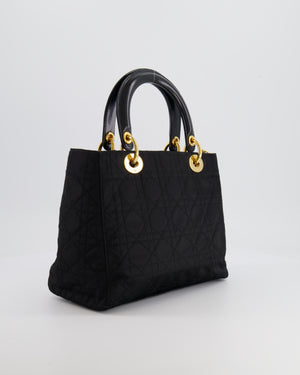 *FIRE PRICE* Christian Dior Black Medium Lady Dior Bag in Canvas with Gold Hardware RRP £5,300