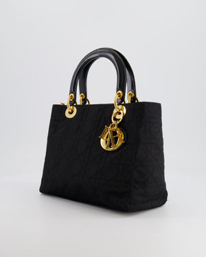 *FIRE PRICE* Christian Dior Black Medium Lady Dior Bag in Canvas with Gold Hardware RRP £5,300