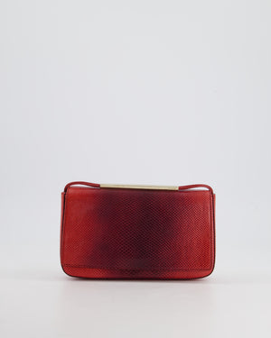 Gucci Red Vintage Lizard Shoulder Bag with Gold Hardware