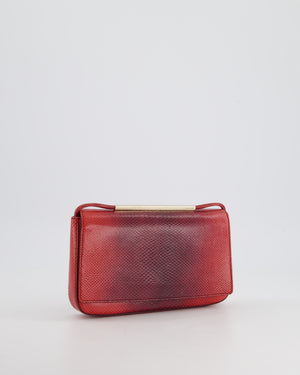 Gucci Red Vintage Lizard Shoulder Bag with Gold Hardware