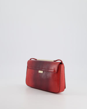 Gucci Red Vintage Lizard Shoulder Bag with Gold Hardware