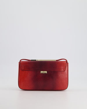 Gucci Red Vintage Lizard Shoulder Bag with Gold Hardware