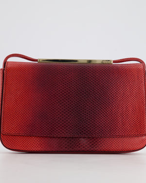 Gucci Red Vintage Lizard Shoulder Bag with Gold Hardware